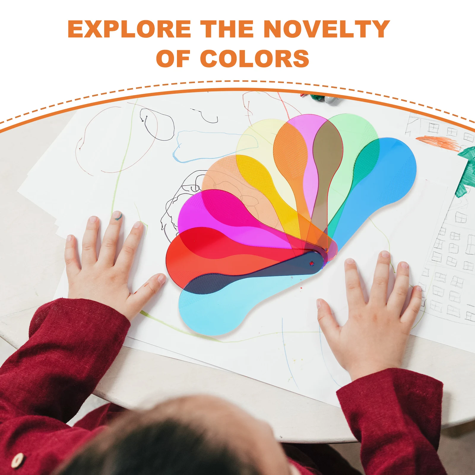 

Color Mixing Sheets Translucent Lenses Kids Science Education Tool Color Learning Aids Round Handle Filter Boards Preschool