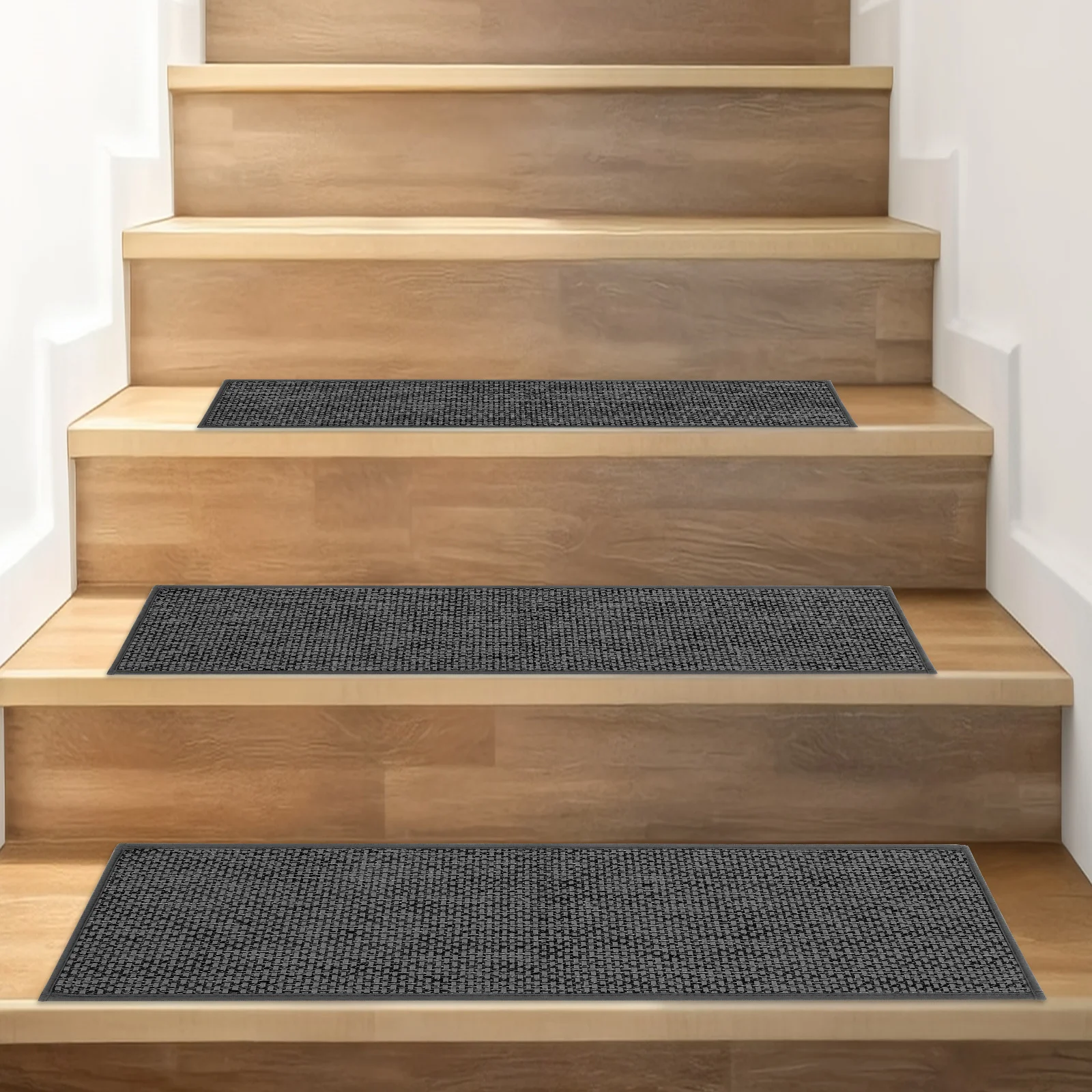 

5Pcs Anti Slip Stair Treads Indoor Non Skid Step Covers for Wooden Stairs Adhesive Safety Mats Secure Grip for Kids Pets