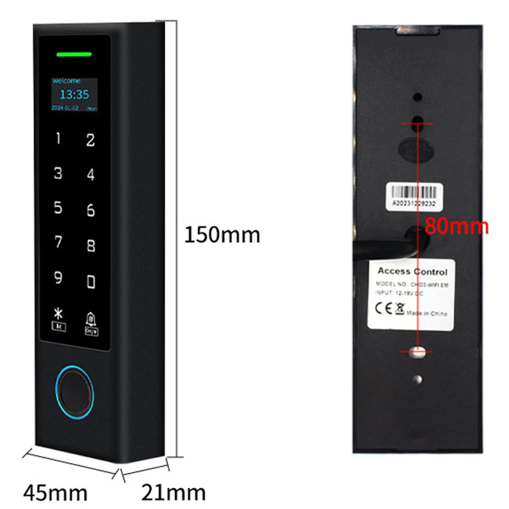 Support TUYA App Fingerprint Access Controller Keypad OLED Screen Waterproof RFID Card Standalone Door Access Control System