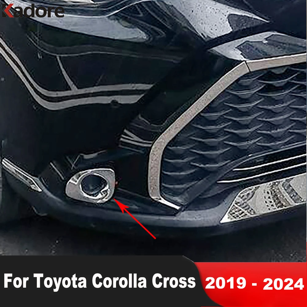 

Front Fog Light Lamp Cover Trim For Toyota Corolla Cross Hybrid 2019-2022 2023 2024 Chrome Foglight Bezel Trims Car Accessories