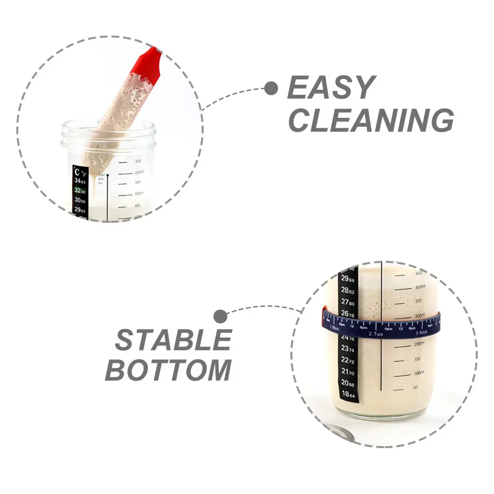 

1Set Sourdough Starter Jar Glass Sealed Container for Fermentation with Spatula and Temperature Paper Easy Clean Safe Reliable