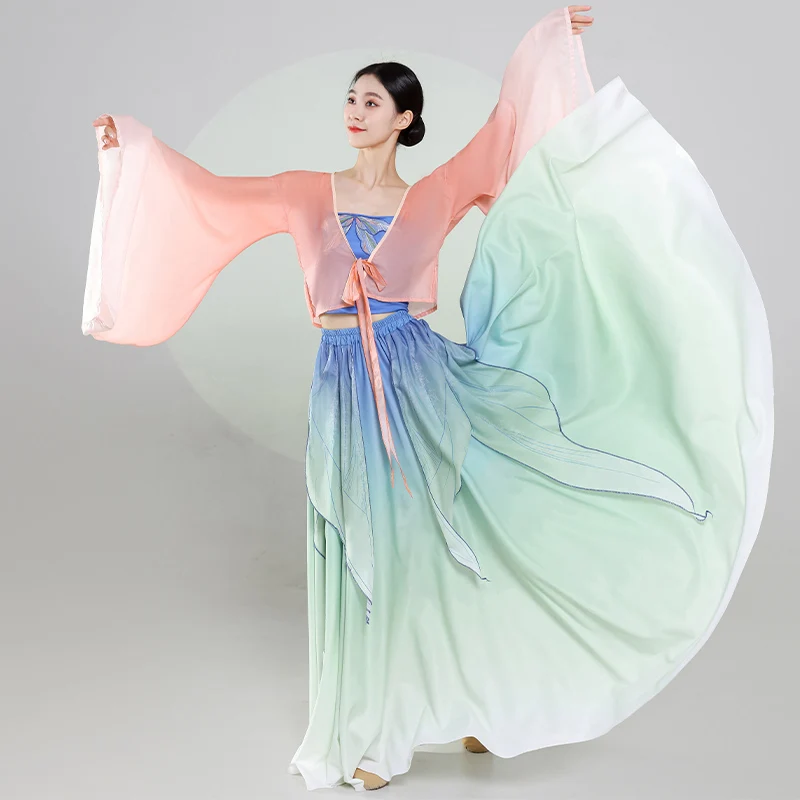 Classical Dance Costume Fairy Daily Practice Dress Gauze Chinese Dance Performance Stag Dancewear Ancient Hanfu Folk Dance