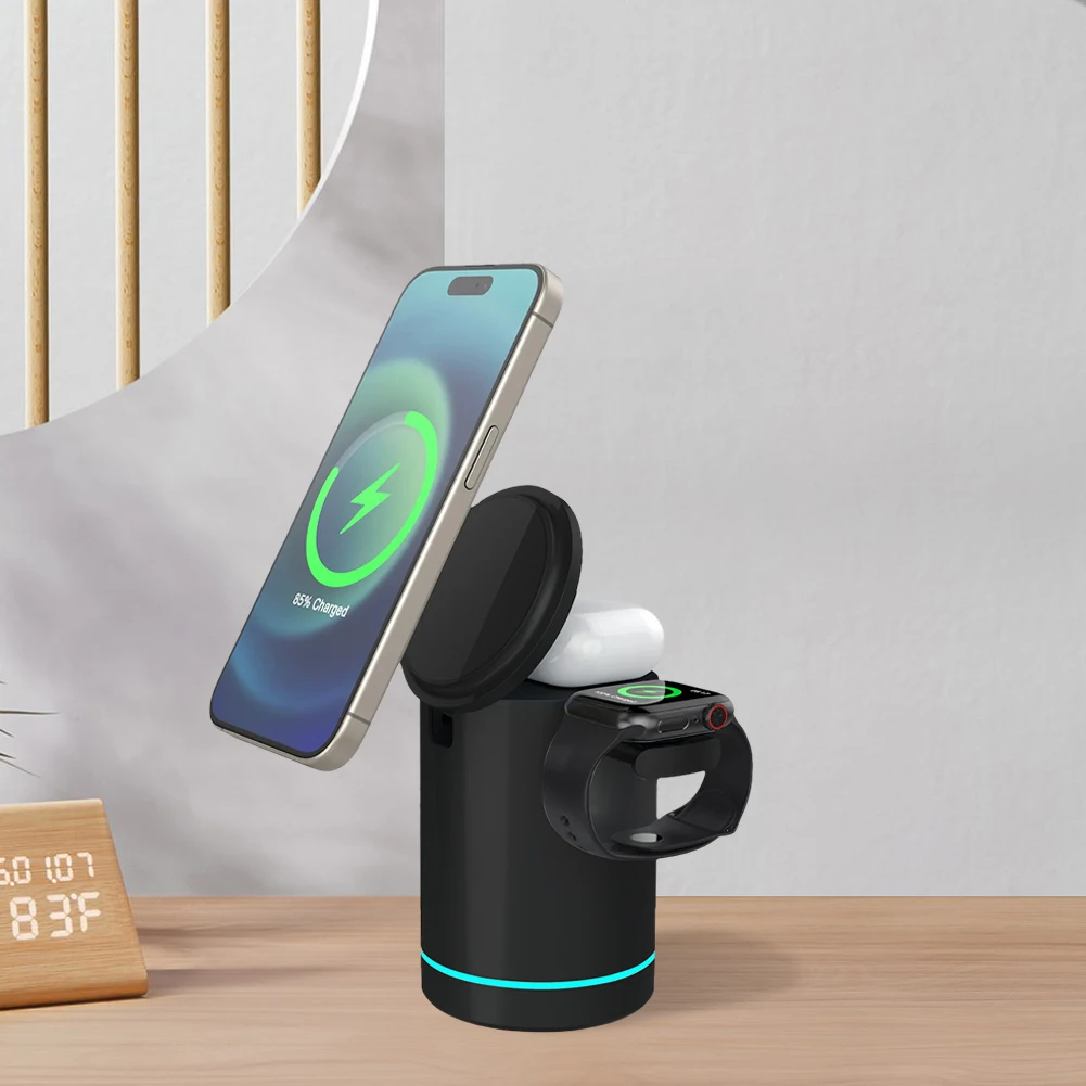 Cargador inalámbrico magnético 3 en 1 para Apple MagSafe para Apple Watch 2/3/4/5/6/SE/7/8 Airpods Pro/2/3, soporte de base de carga