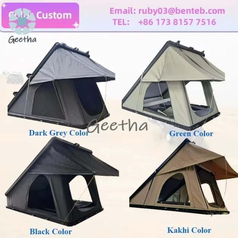 

3-4 Person Waterproof RTT Car Roof Top Tent 4x4 Aluminium Triangle Oxford Camping Clamshell Hard Shell Rooftop Tent for Jeep SUV