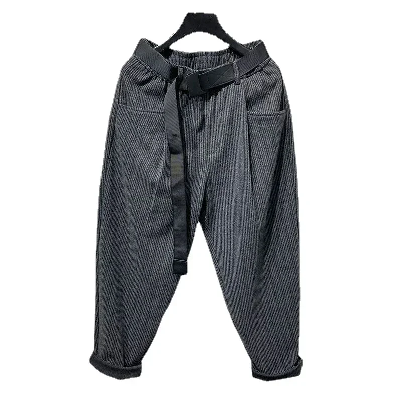 Black Fleece-lined Cargo Pants for Men Work Wear Harem Grey Trousers Man High Quality Street Oversize Luxury Cheapest Large Size