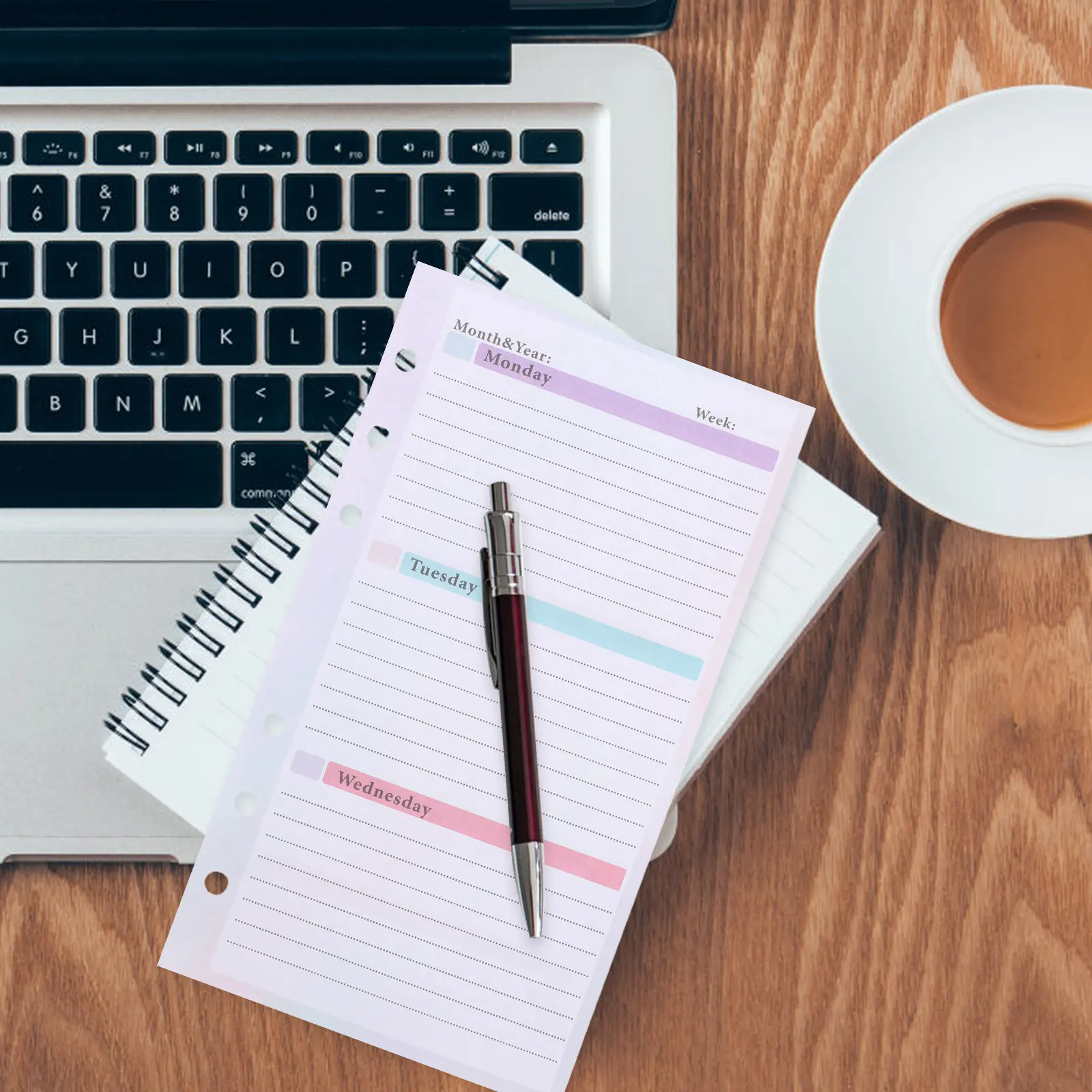 

54 Sheets Weekly Planner Notepad A6 6 Hole Refillable Spiral Desktop Organizer For Work School Home Office Supplies Task Planner