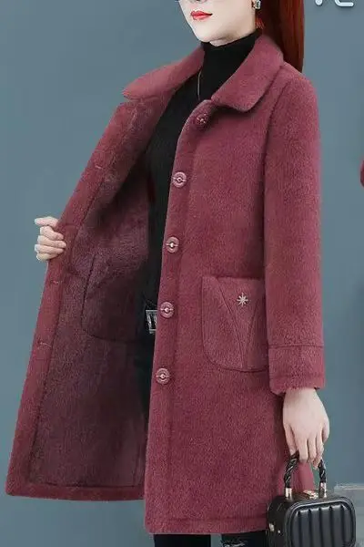 

Women Warm Cotton Jacket for Elderly Women Winter Outerwear Mom Grandma Chinese Style Clothes Solid Pattern Thickened Coat TS715