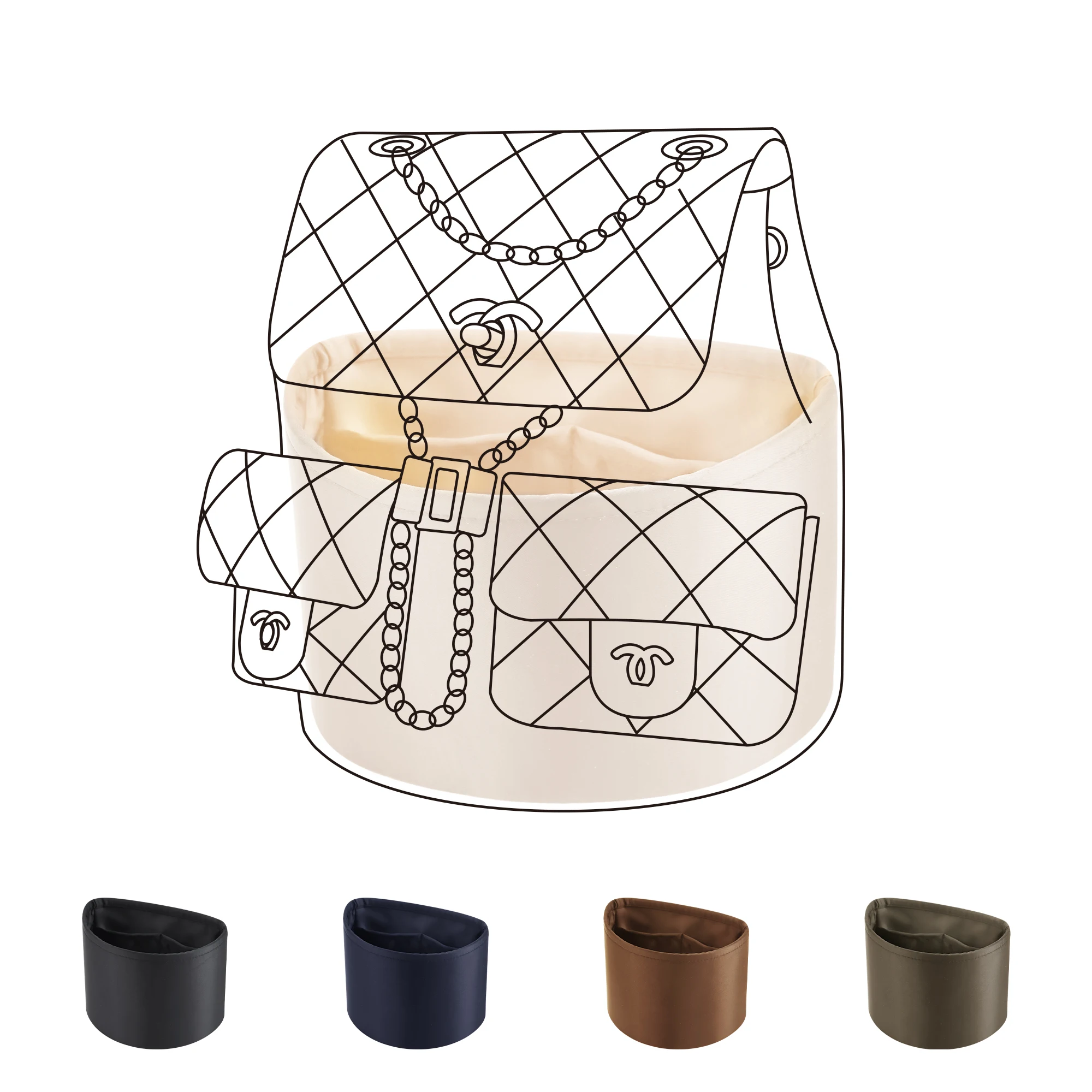 Inserto organizador de bolso de seda DGAZ, se adapta a bolsas Chanel Duma 23A/23P, organizador de bolso suave y sedoso, bolso de lujo y moldeador de mano