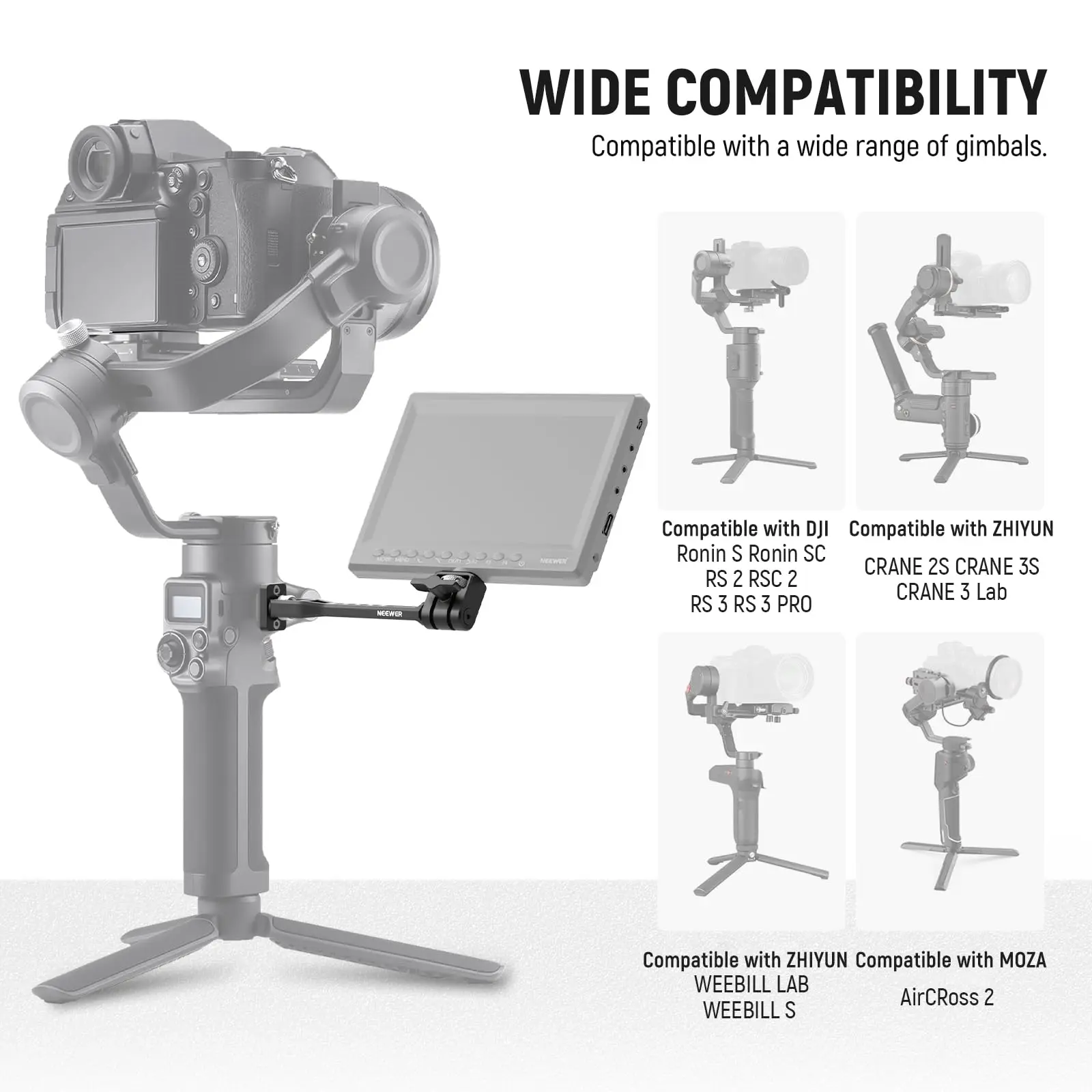 Regulowane mocowanie monitora polowego NEEWER 360 °   Obrotowy uchwyt monitora kamery do DJI RS4 Pro RS3 RS2 RSC2 ZHIYUN Crane 2S Crane 3 3S — zdjęcie produktu 4