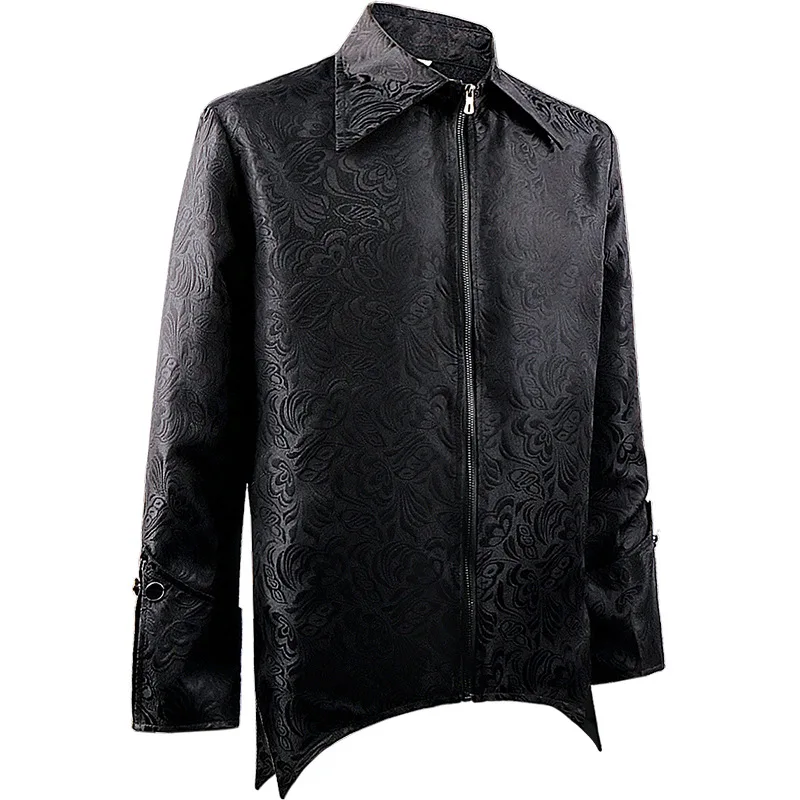 Middeleeuwse Jacquardpatroon Voor Heren En Vintage Reverjas Met Ritssluiting