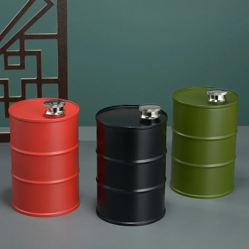 25OZ 750ML Hip Flask Vodka Oil Drum Shape Body 304 Stainless Steel Alcohol Liquor Wine Bottle Whisky Flagon Oil Barrel Jug