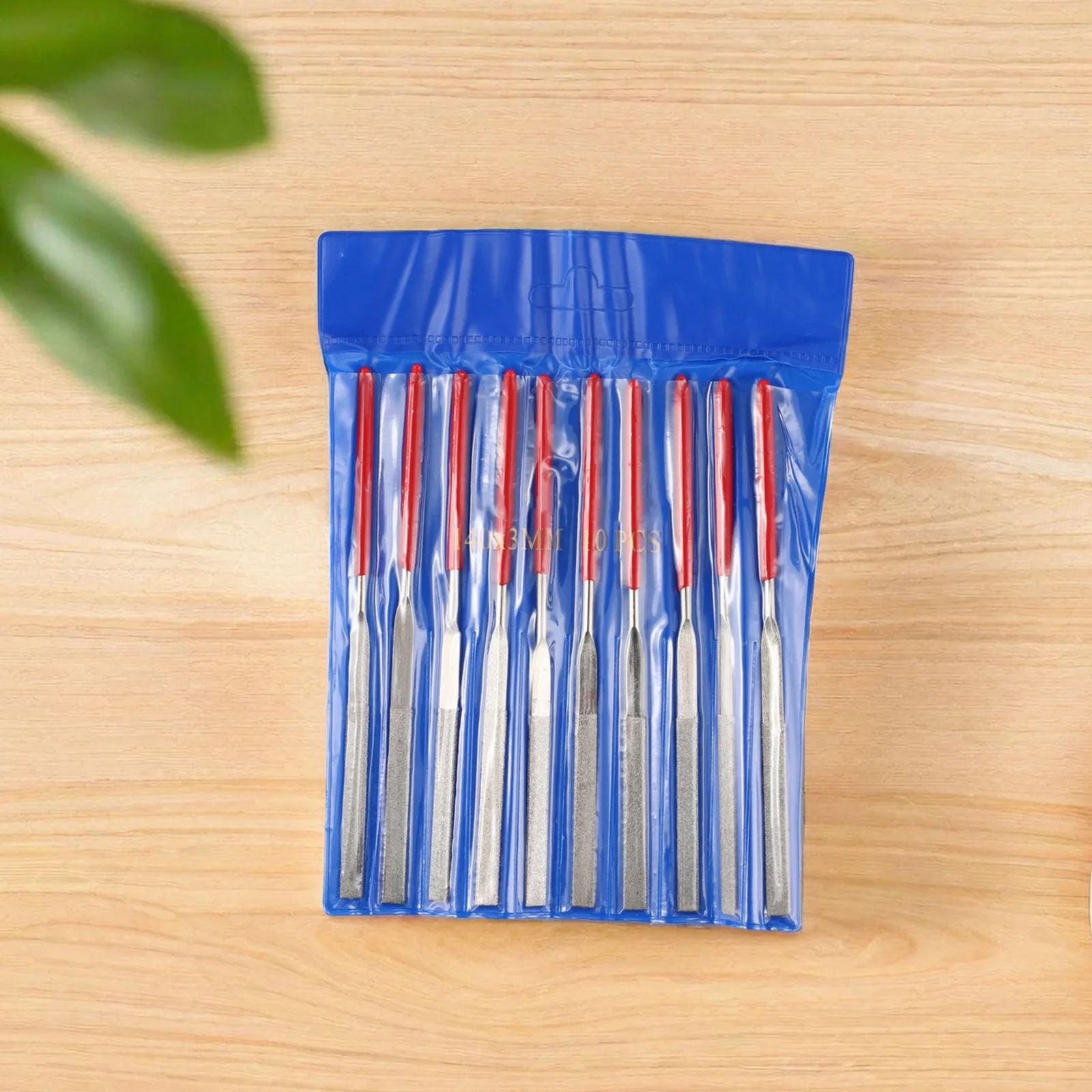 10Pcs Diamond Needle Files Set, 3x140mm Flat Emery Hand Files With Soft Rubber Handle For Metal Glass For Tile Stone Jewelry