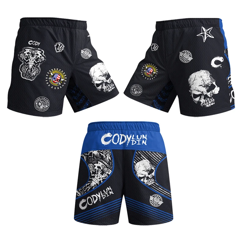 تصميم مخصص BJJ الملاكمة التايلاندية MMA تصارع السراويل تشغيل المهنية ساندا الملاكمة التايكوندو MMA الرجال التدرج جذوع مع المطاط #1