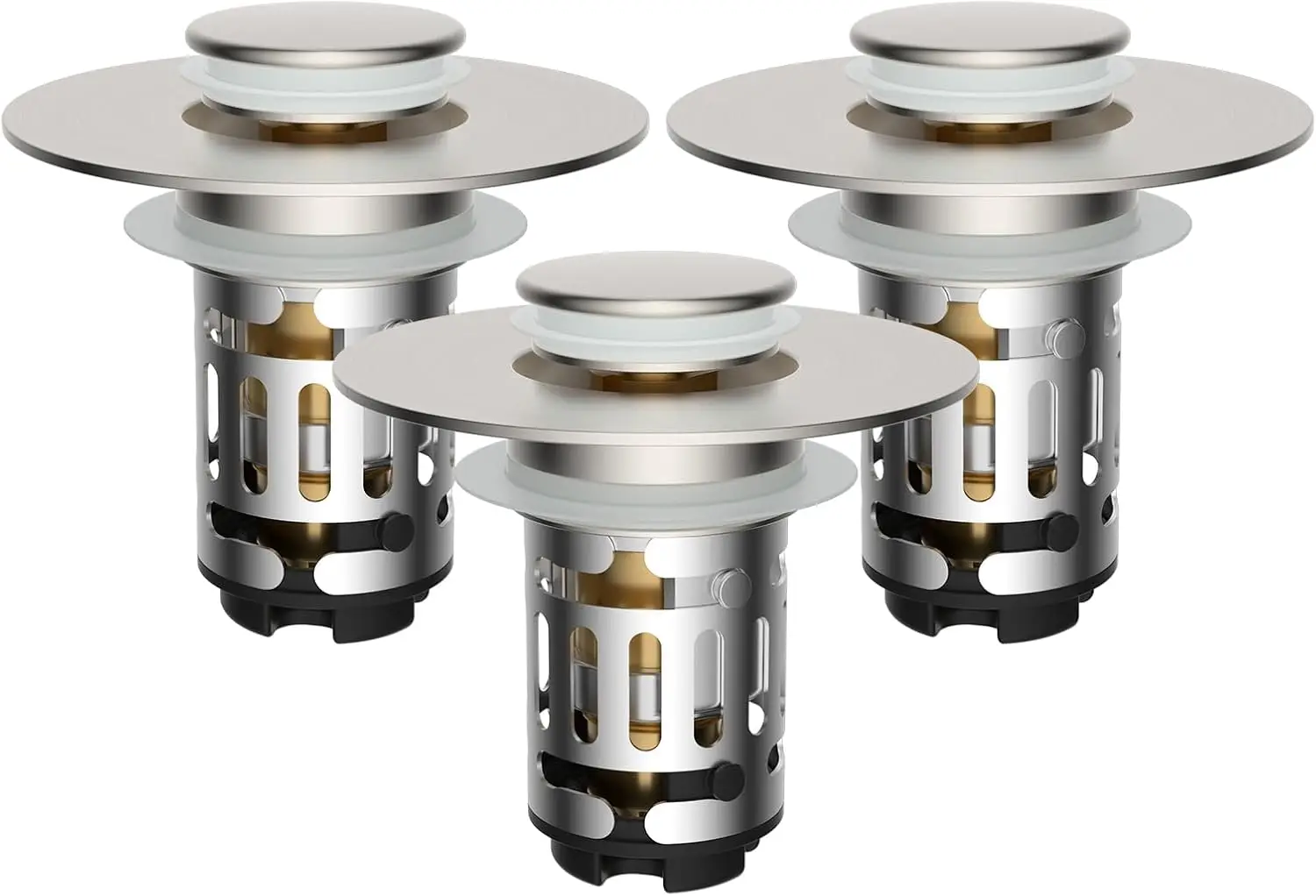 3-in-1 Bathroom Sink Drain Strainer with Removable Filter Basket, Pop-Up Stopper for 1.1''-2.36'' Basin