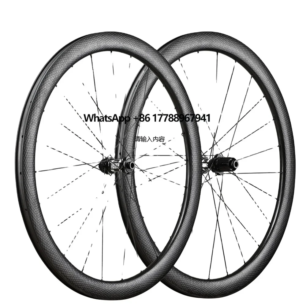 

700C 45X25MM Clincher Dimpled Carbon Road Bike Disc Brake Wheels Gravel Wheelset Cyclocross Wheels Center Lock Hub