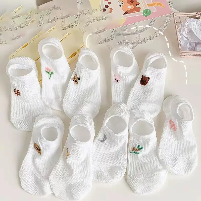Summer Solid Color Cotton Socks Lightweight Invisible Socks Anti Slip Socks Casual Breathable Short Socks Comfortable Boat Socks