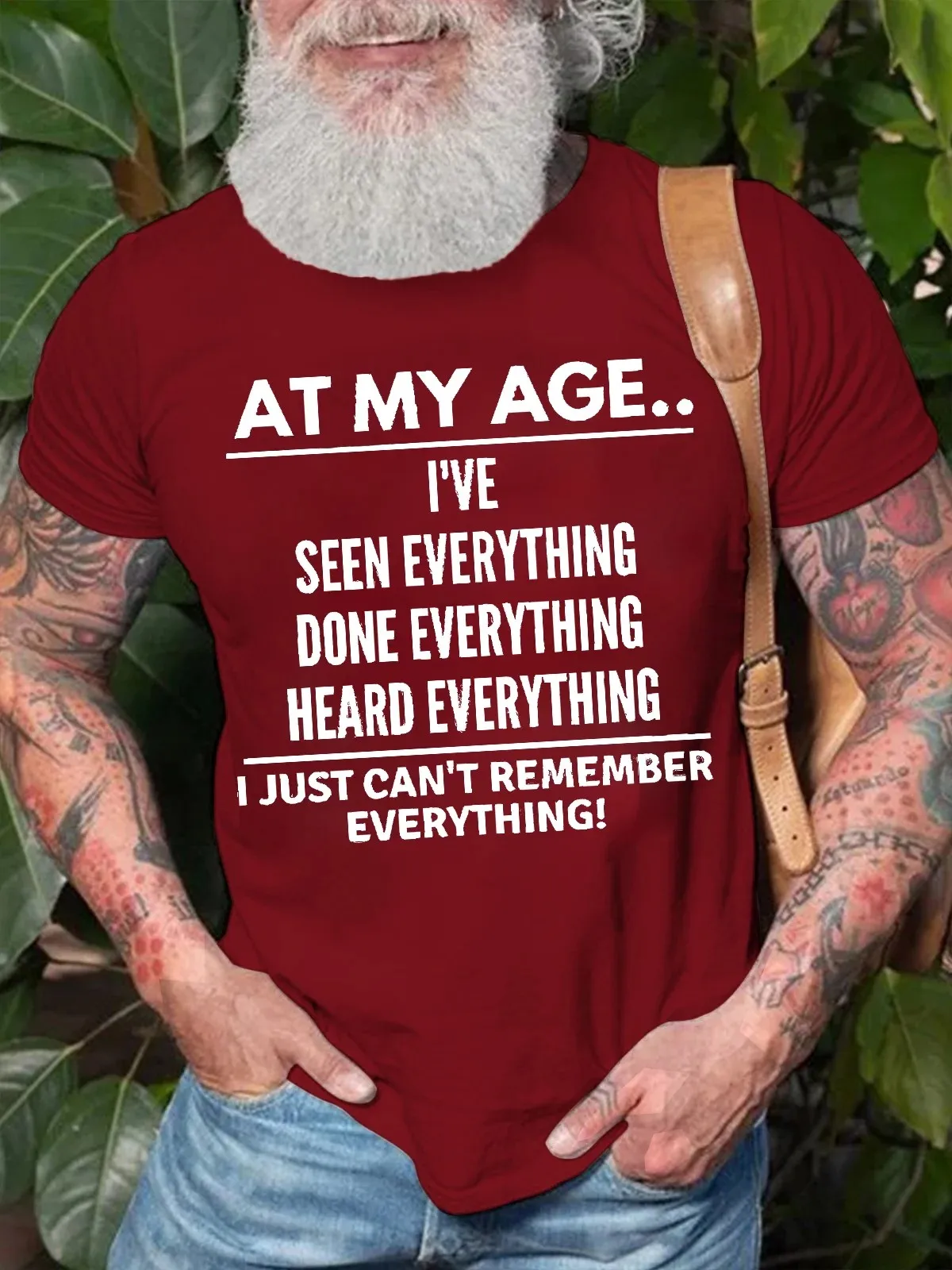 Mens At My Age I Can’T Remember Everything Funny Text Letters Cotton Crew Neck T-Shirt image 6