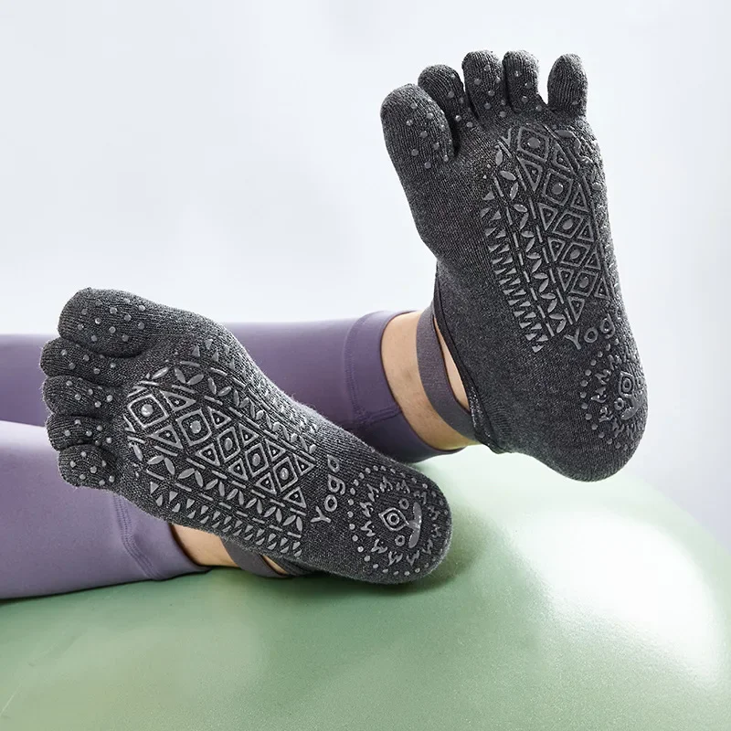 Atmungsaktive Yoga-Socken für Damen, Ballett, Tanz, professionell, rutschfest, Silikon-Verband, Baumwollsocken, Pilates, Fitnessraum, geteilte Zehenpartie