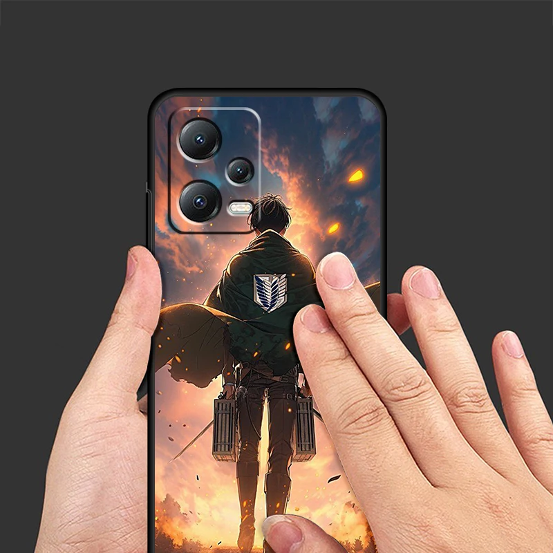 Attack On Titan Anime For Xiaomi Redmi Note 13 12R 12 12S Turbo 11 11T 11S 10 10S Pro Plus 5G Black Funda Phone Case