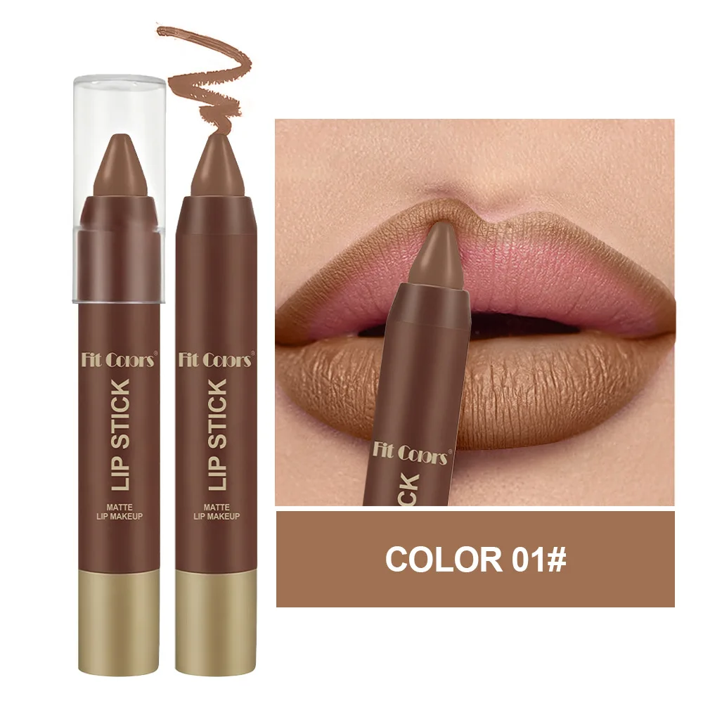 6 Colors Chocolate Color Lipstick Moisturizing Matte Velvet Waterproof Non-Stick Cup Lip Liner Pen Makeup Cosmetics