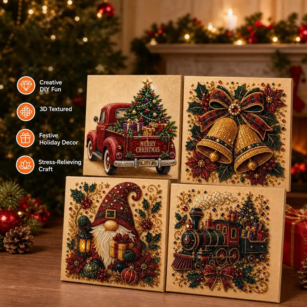 DIY Weihnachts-Perlenkunst-Set 20x20cm Diamantmalerei Weihnachts-Perlenkunst-Set Weihnachtsmann Elch Auto DIY Dekorationsmalerei 2026 – Detail 13