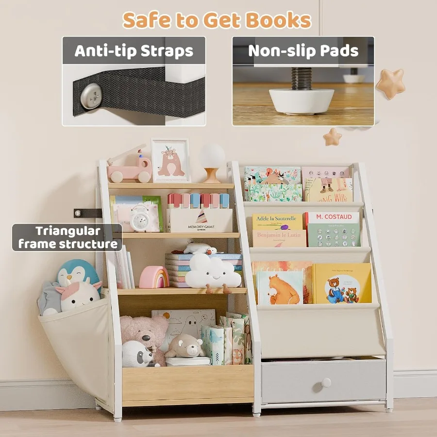 Bookshelf and Toy Storage for Nursery and Toddler Rooms MontessoriInspired Book Shelf with Natural Burlywood Finish Durable Toy