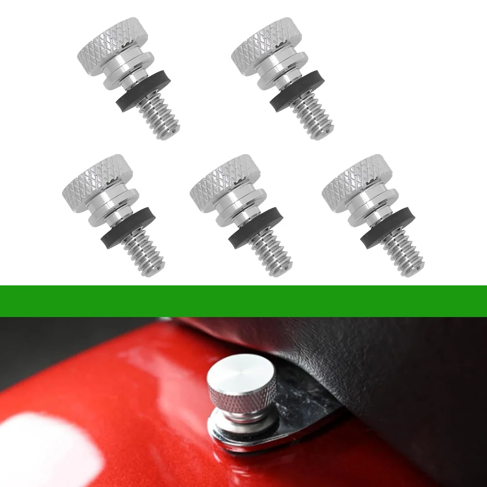 5 Piece Motorcycle Fender Seat Bolt Seat Bolt For Harley All Models Sportster Touring Softail Dyna Cvo 1996-2019 Chrome Knurled