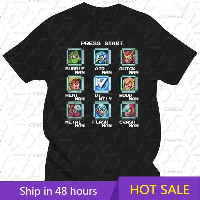 Official Megaman Player Select Men'S T-Shirt Mega Man Video Game Men Printed Tee Fashion Summer Cotton Casual Men'S Gift T Shirt
