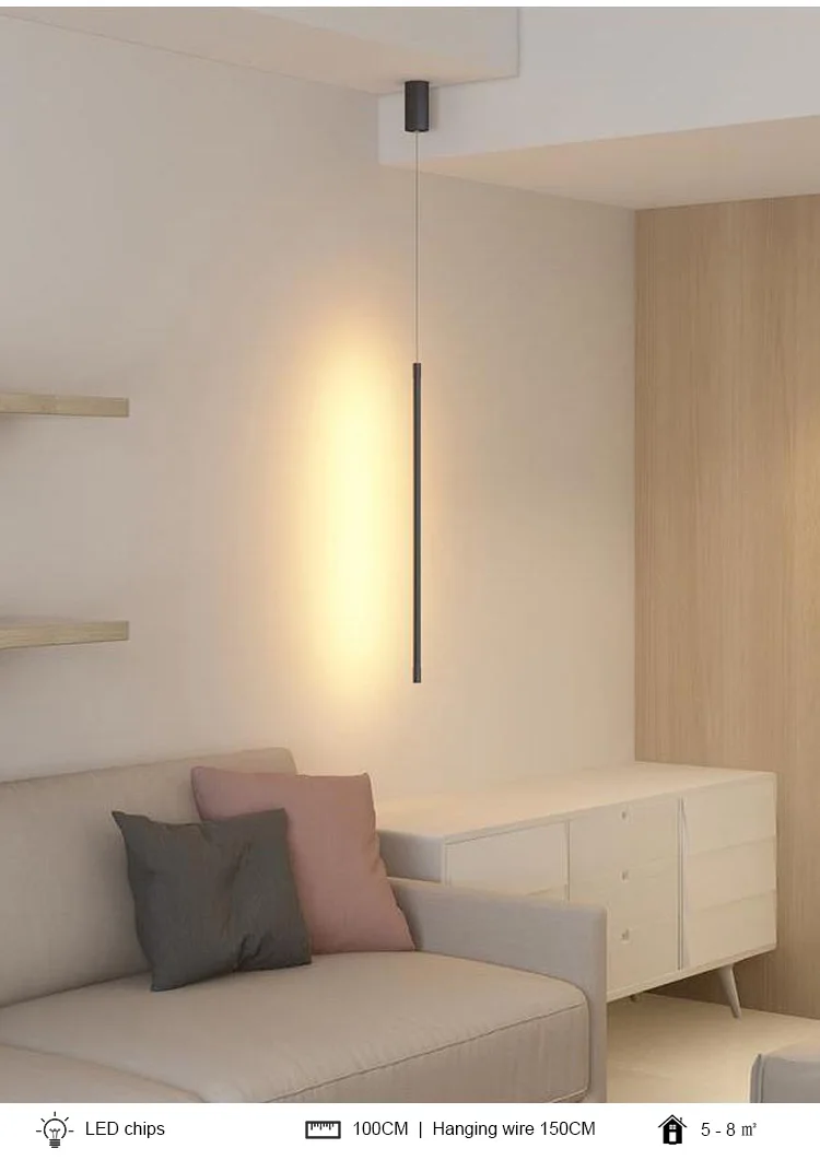 Modern LED Longer Pendant Lights Home Decor Hanging Lamp Dining Room Bedroom Bath Bedside Background Chandeliers Fixtures