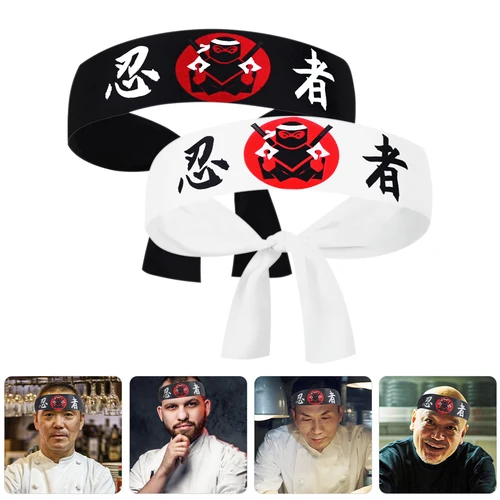 Imagen 2 del producto 8 Uds. Diadema de estilo japonés con estampado de Ninja, diadema de Karate, diadema de Sushi, Bandana, diademas de Karate para niños, sombrero japonés
