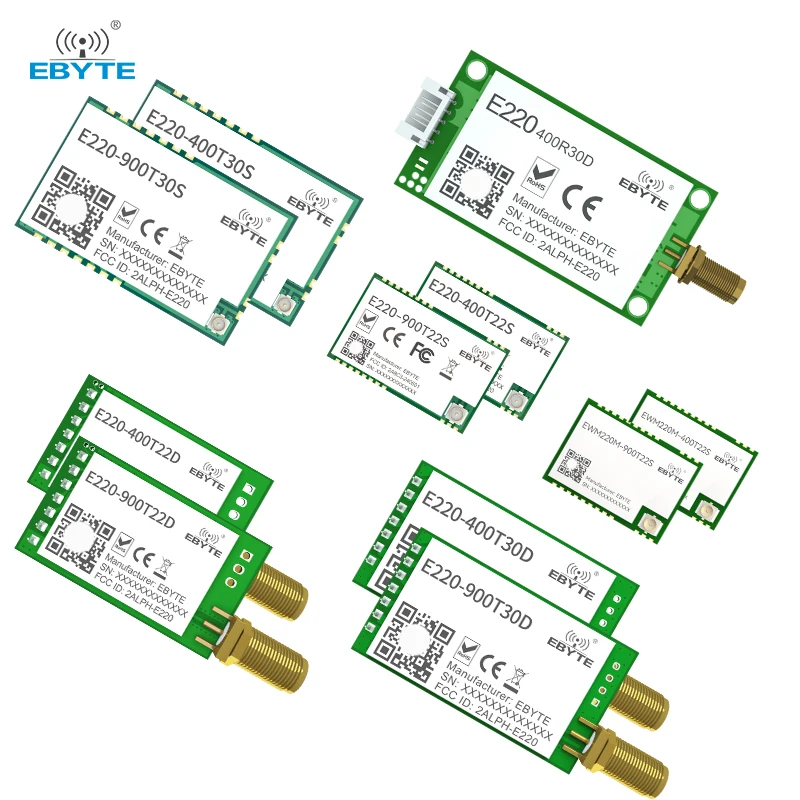 Moduł bezprzewodowy LoRa LLCC68 UART 433/868/915MHz 22/30dBm Dalekiego Zasięgu z Otworem Montażowym, WOR EBYTE Seria E220-T Nadajnik-Odbiornik