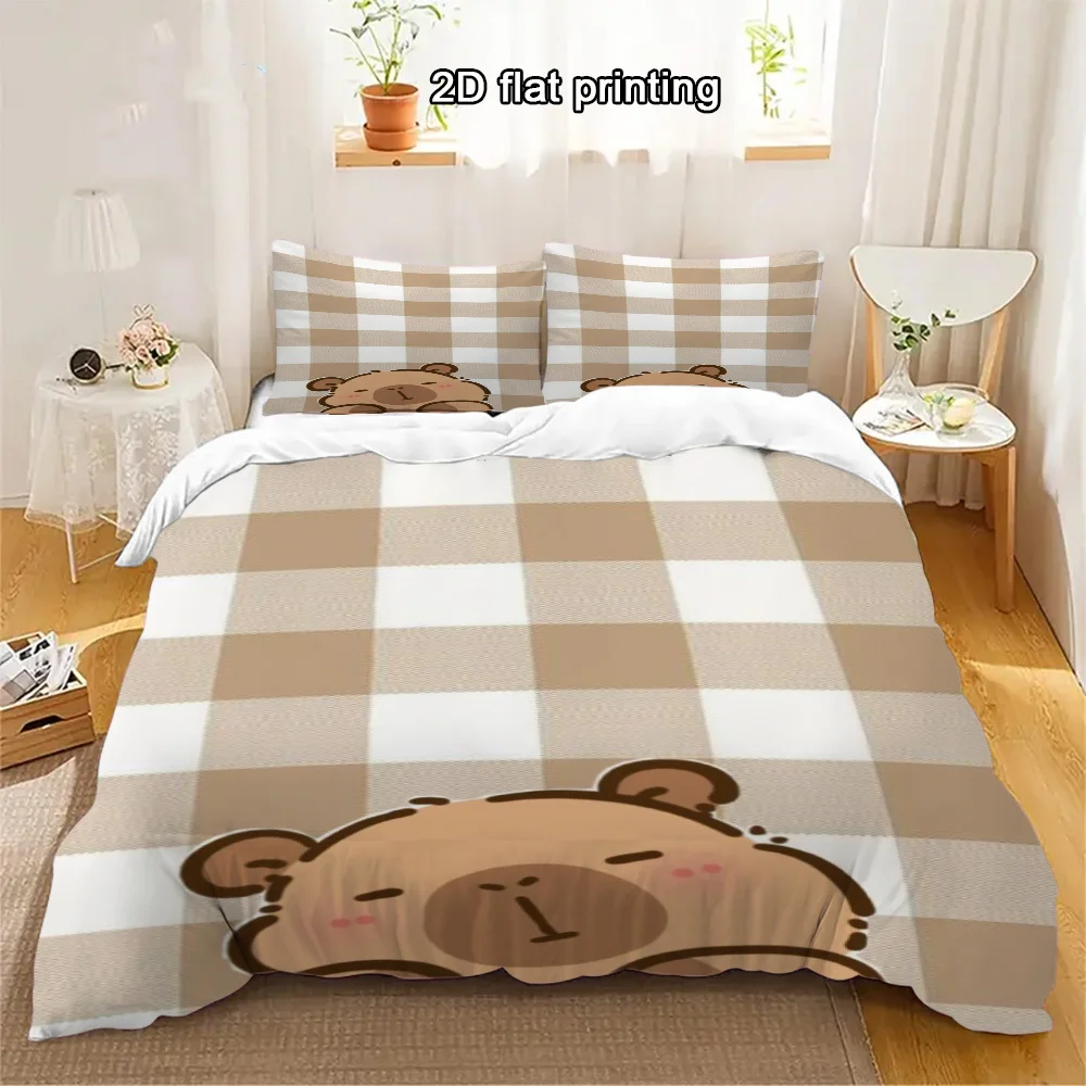 

Комплект постельного белья с капибарами, 3 предмета, с мультяшным принтом животных, пододеяльник, подарки для детей и подростков, декор для спальни, размер Twin/Single
