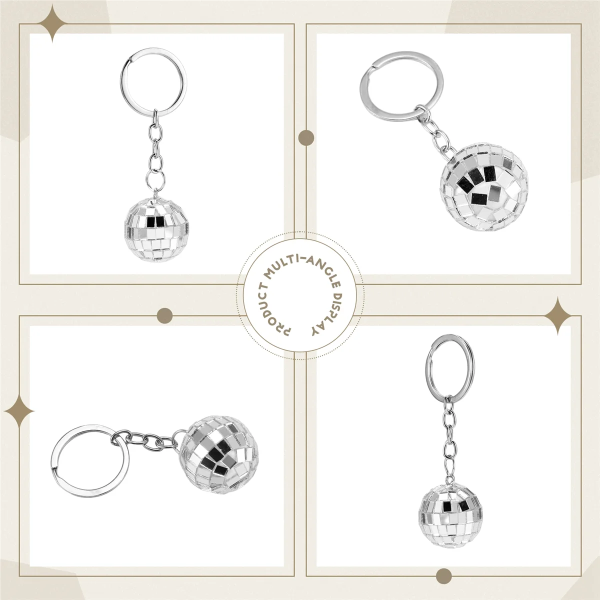 X11AA ديسكو الكرة المفاتيح، 24 قطع ديسكو الكرة حزب الحسنات المفاتيح 70S ديسكو المفاتيح الفضة كرة مرآة المفاتيح الكرة الطرف #3