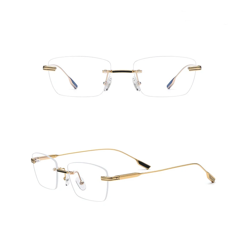 Belight Opitcal Pure Titanium Rimless Men Women Square Optical Frame Prescription Spectacle Glasses Eyeglasses 10093