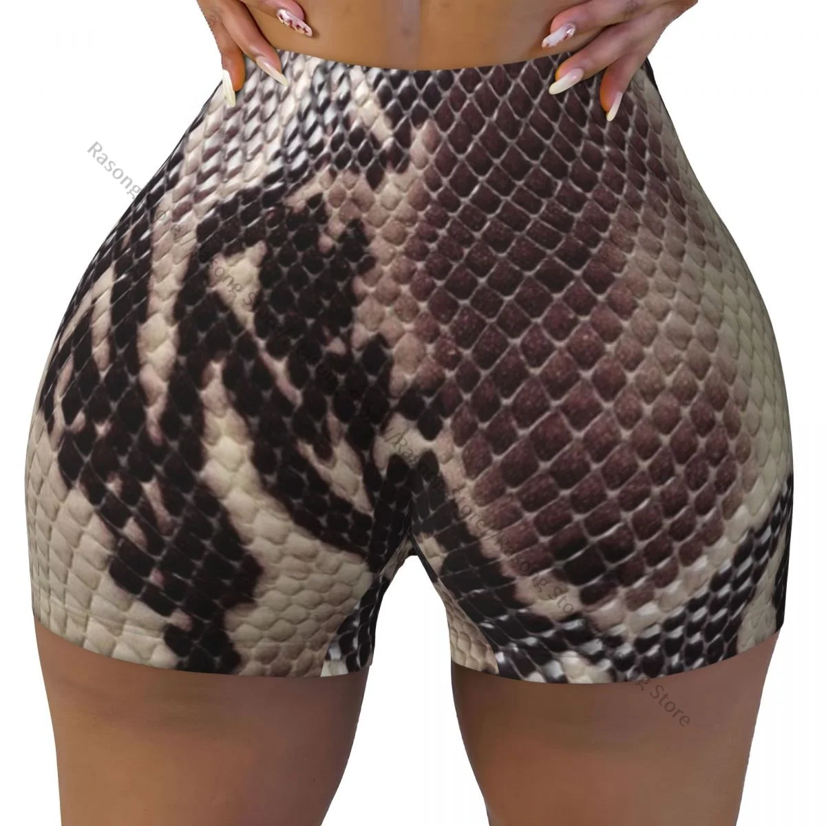 Women Yoga Shorts Snake Skin Print Workout Shorts Fitness quick-dry Ladies Yoga Gym Running Short Pants Sportswear