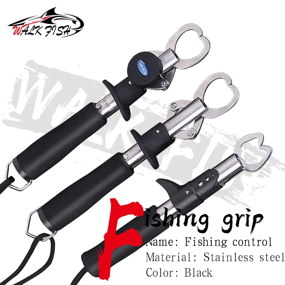 WALK FISH Fish Control Clamp Device Stainless Steel Fishing Grip Holder Grabber Plier with Weight Scale Ruler Tool Fishing Clip