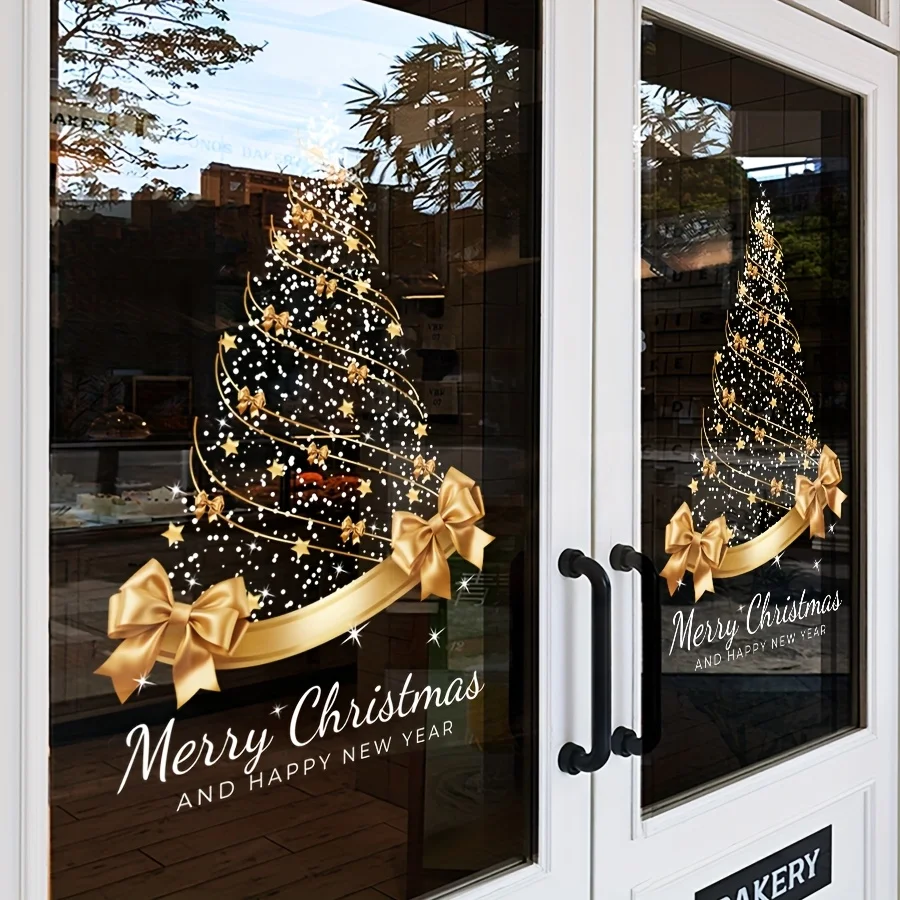 1pc Christmas tree static window cling, suitable for homes, offices, shop and parties to create an elegant festive atmosphere