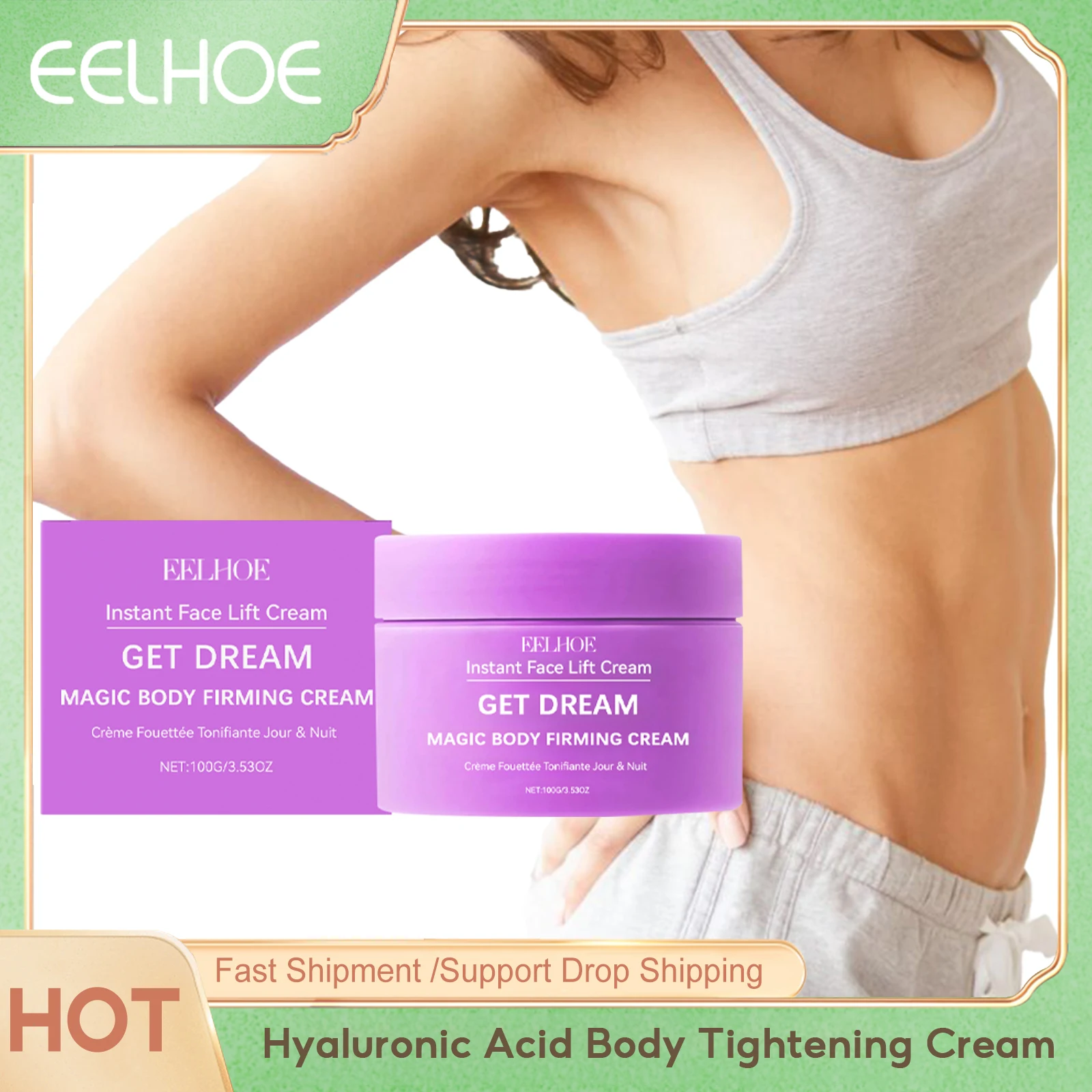 

Eelhoe Hyaluronic Acid Body Tightening Cream Nourish Elasticity Improve Sagging Keep Moisturizing Light Weight Skin Care Creams
