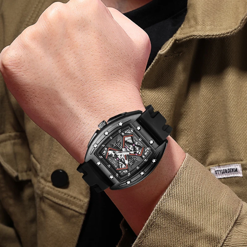 Montre à quartz en forme de vin hardcore pour homme, grand cadran cool, dominatrice, style de rue, nouveau, ACIA