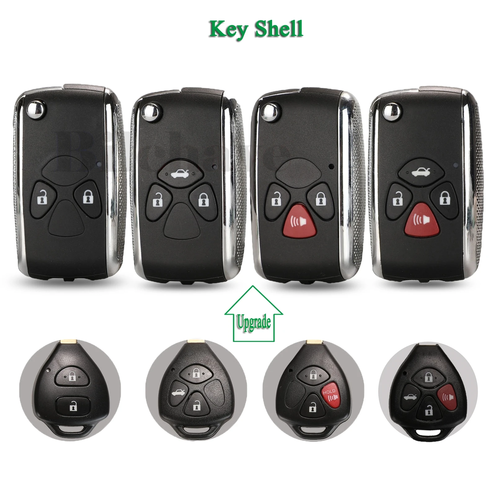 jingyuqin 2/3/4 Buttons For Toyota Avlon Crown Corolla Camry RAV4 Reiz Yaris Prado Fob Modified Flip Remote Car Key Shell