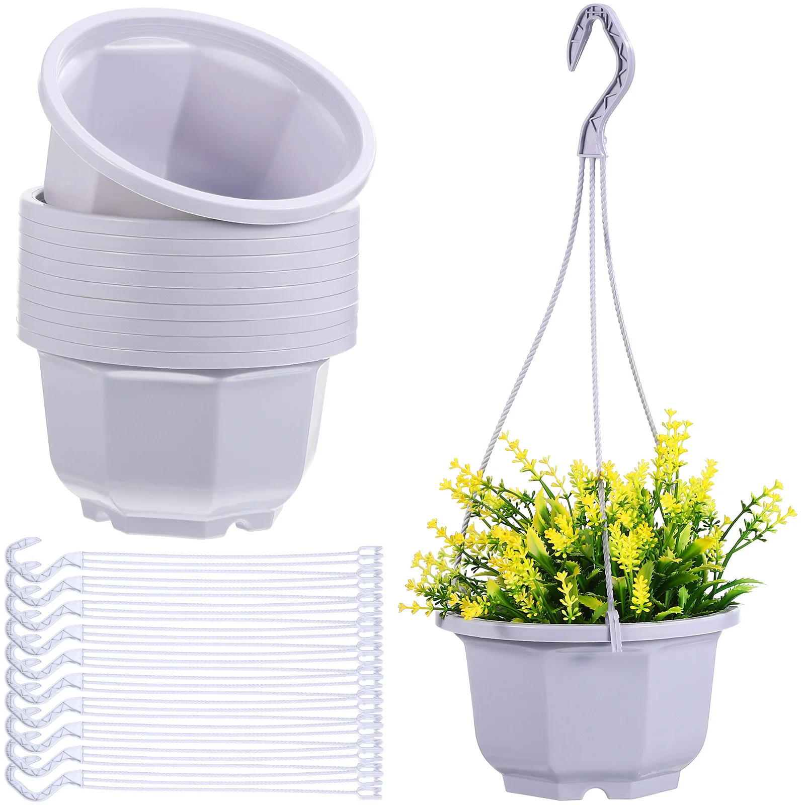 

10pcs Plastic Hanging Planters With Drainage Holes, Indoor Outdoor Garden Flower Pots, Balcony Hanging Baskets, Gardening Pot