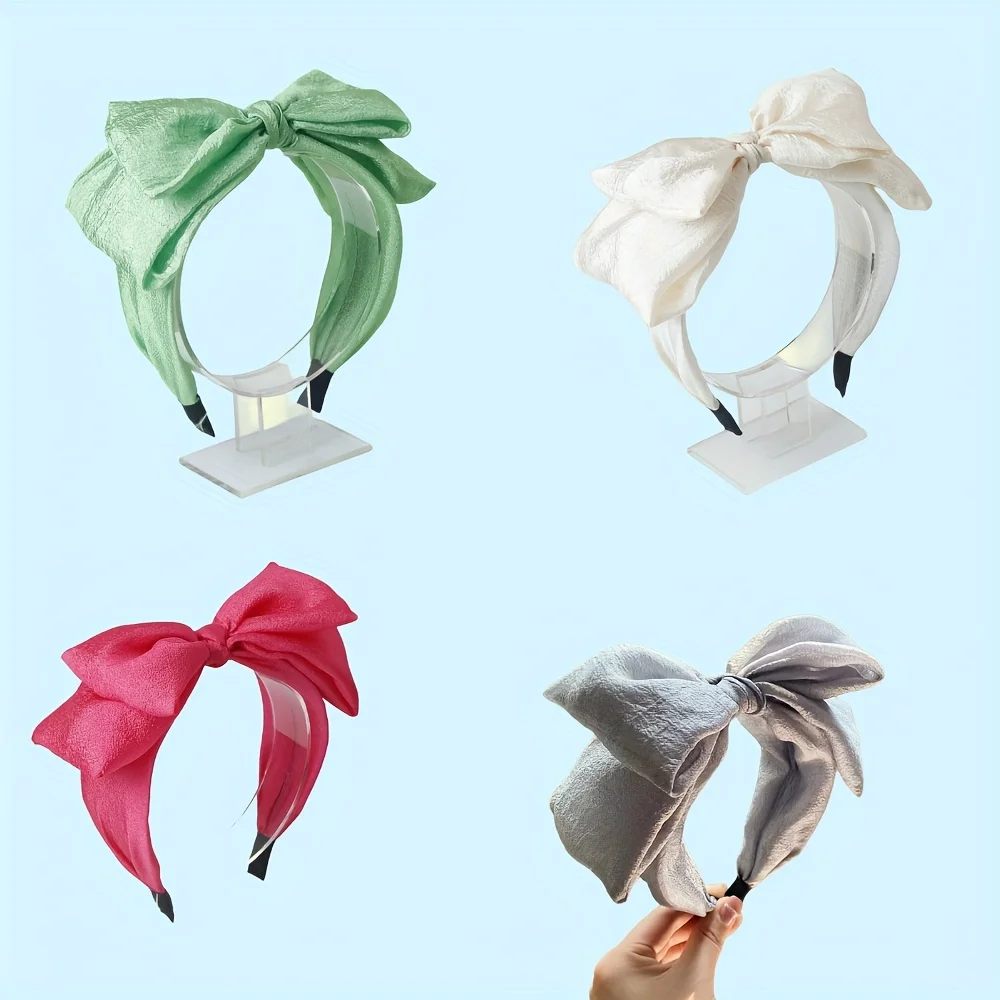 

Bow Headband for Women Elegant High Crown Lifting Hair Band Sweet Princess Style Solid Color Hair Accessory