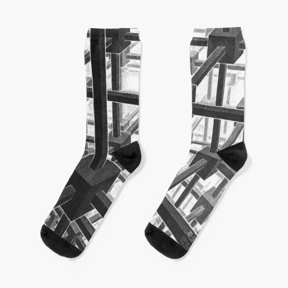 

Cubic Division of Space by Maurits Cornelis Escher Socks kids christmas gifts shoes floral Male Socks Women's