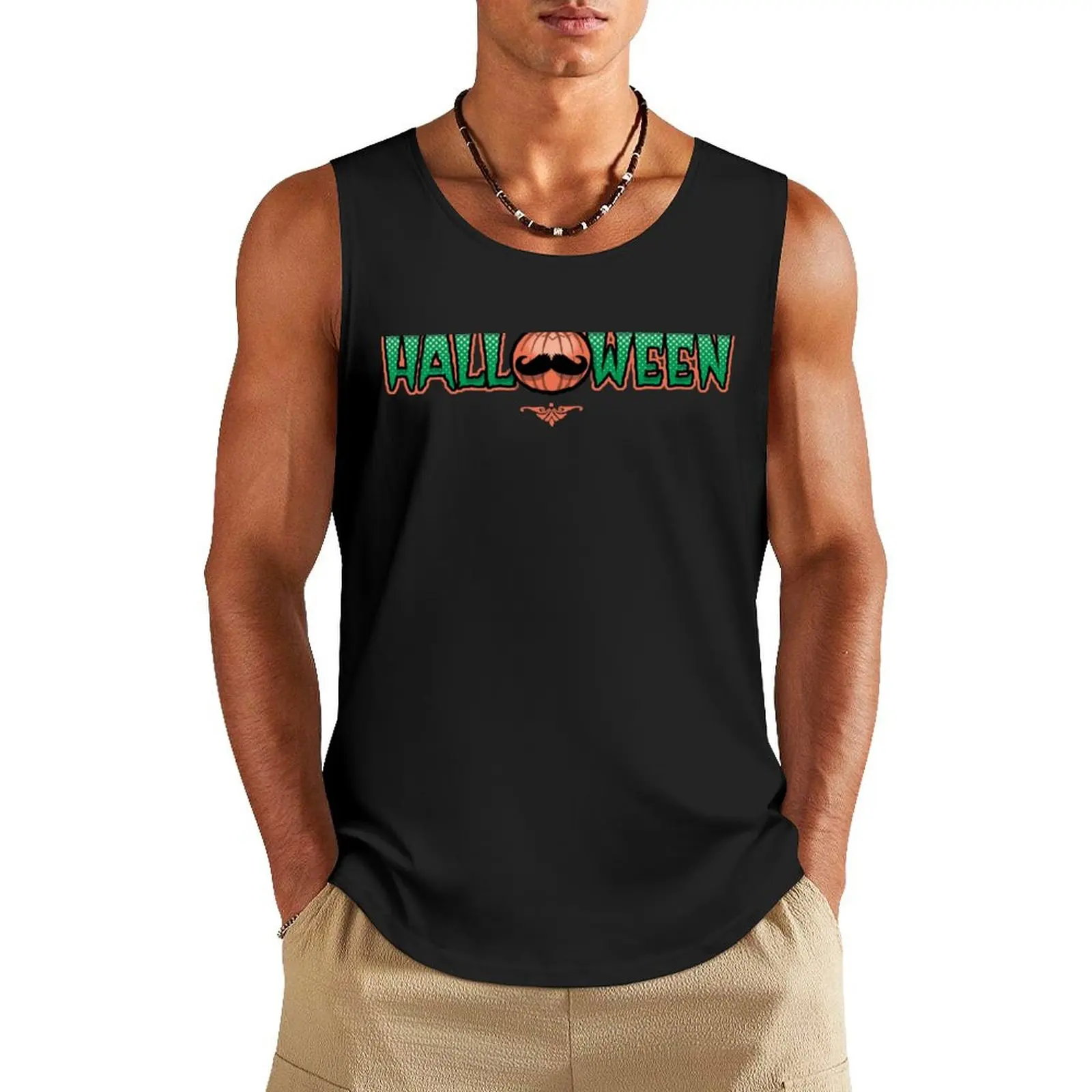 

Halloween Moustache Tank Top bodybuilding t shirt Men's sports t-shirt muscle t-shirt