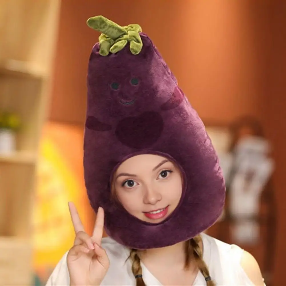 Photo Hood Bright Colorful Fruit Food Shape Soft Plush Headgear Face Opening Feature Internet Celebrity Costume Party Prop