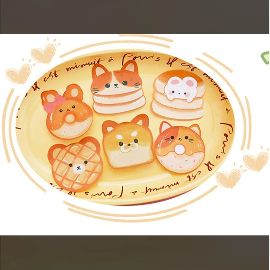 

5-книга, мультяшный хлеб, стикеры, тост, блокнот, офисный блокнот, наклейки с сообщением