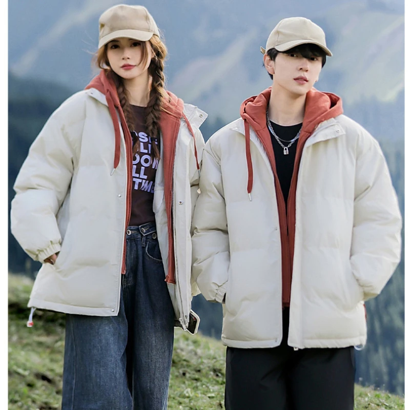 Couple Winter Warm Hooded Parkas for Men Women Outdoor Casual Windproof Cotton Jacket Fashion Designer Brand Thick Men Overcoat