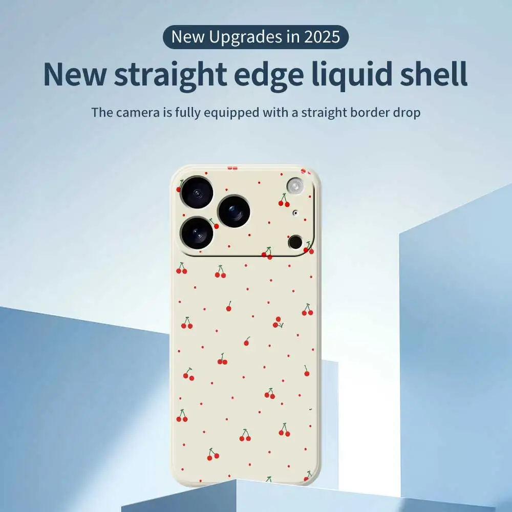 Casing Ponsel Pola Ceri untuk iPhone 17 Pro Max 17 Air 16 15 14 Plus 13 12 11 Pro Max XS Max X 7 8 Plus 16E Sampul Lembut Silikon