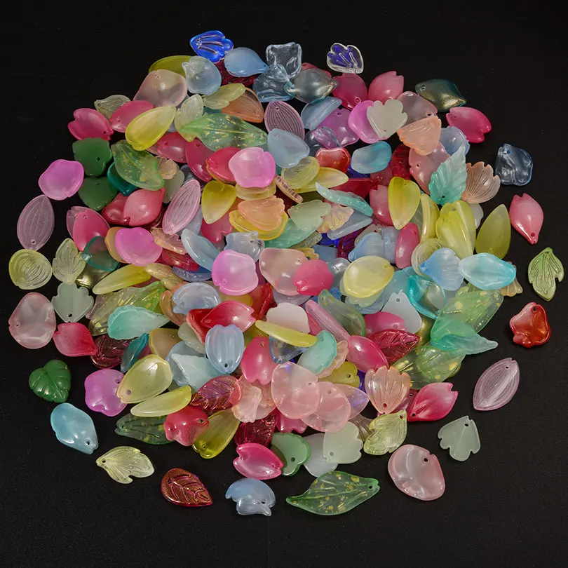 10/20/30pcs Colorful Crystal Bead Crystal Glass Epiphyllum Leaves Random Mixing Making Handmade Necklace Bracelet Diy Accessory