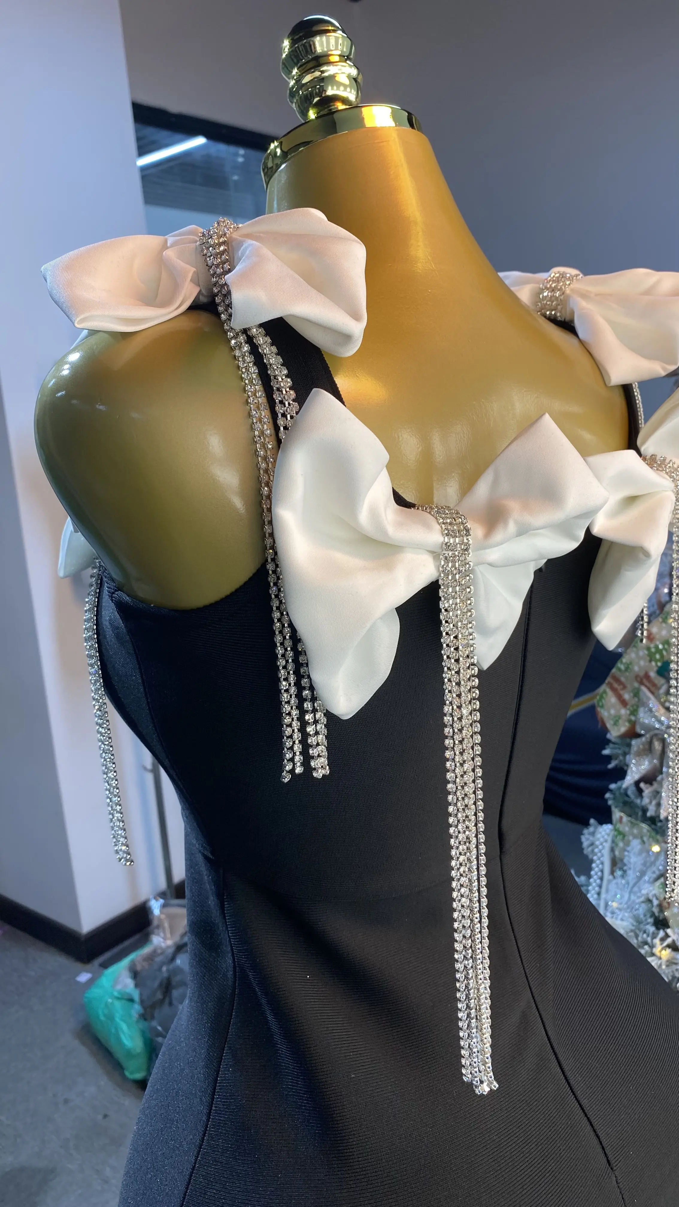 فستان بعقدة على شكل فيونكة، فستان سهرة أنيق بلون سادة للنساء، خياطة خلفية، 2025 ملابس نسائية-GZXX385 #6